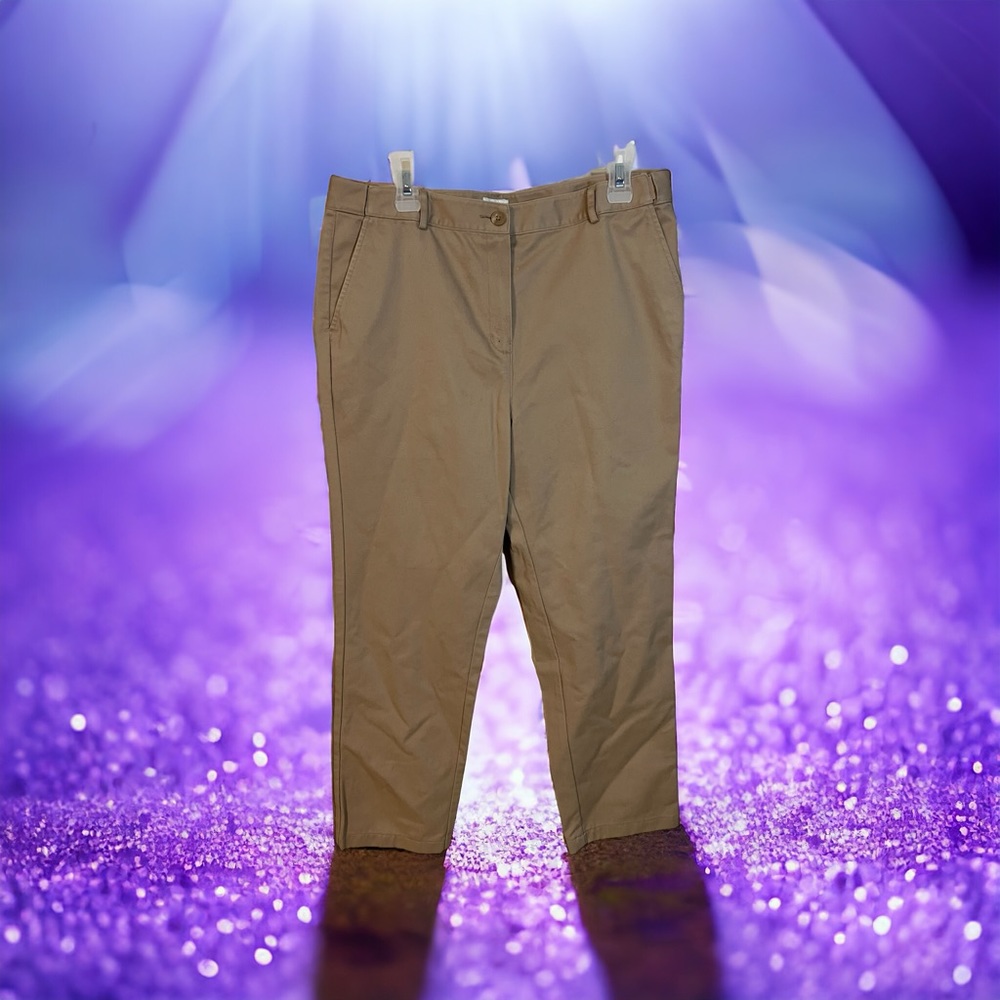 A pair of tan LL Bean Classic fit pants in size 14!